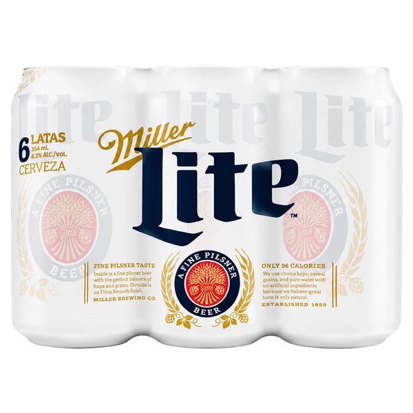 MILLER LITE Cerveza Lata 6pak