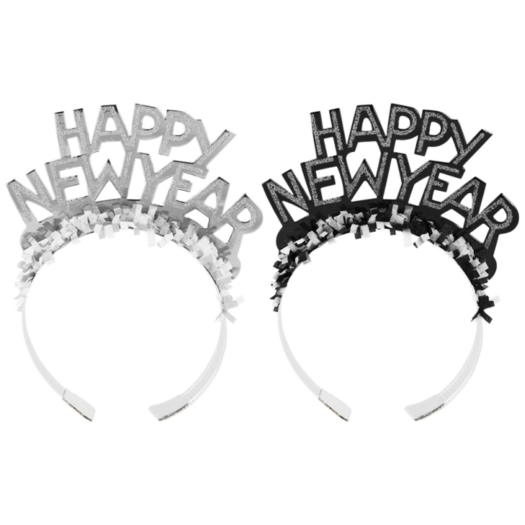 CC NewYearEve Black Glitter Tiaras