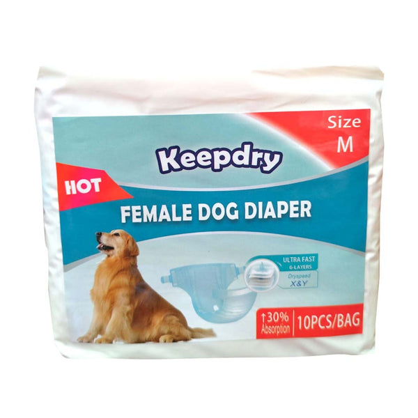 KEEPDRY FemaleDogDiaperTallaM 10pc