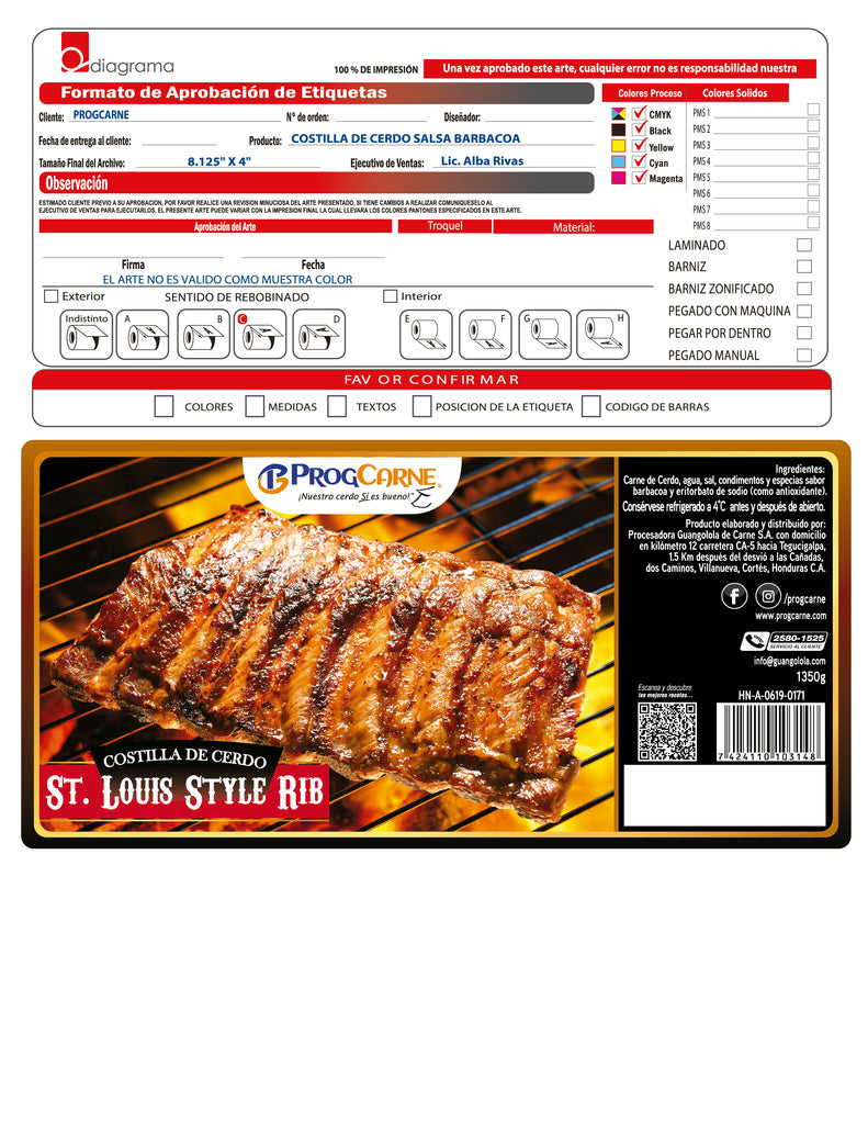 PROGCARNE Costilla Cerdo 1350g