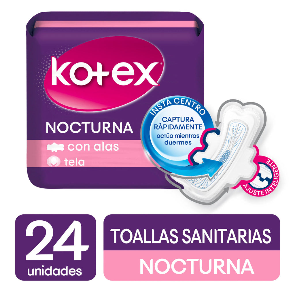 KOTEX Toallas Nocturna/Alas 24u
