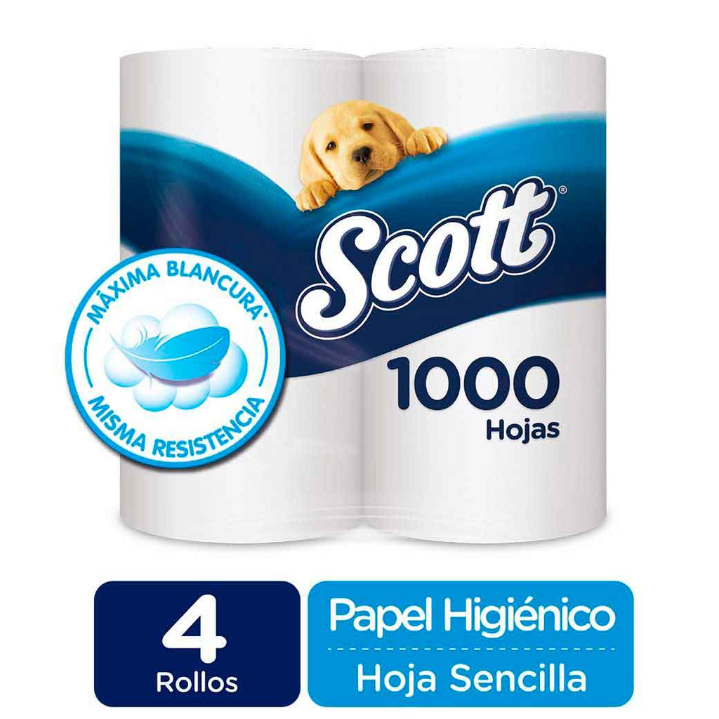 SCOTT Papel Hig+Blanco 1000Hojas  4u