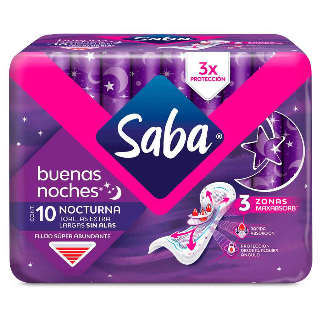 SABA Toalla S/Alas Buenas Noches 10unid