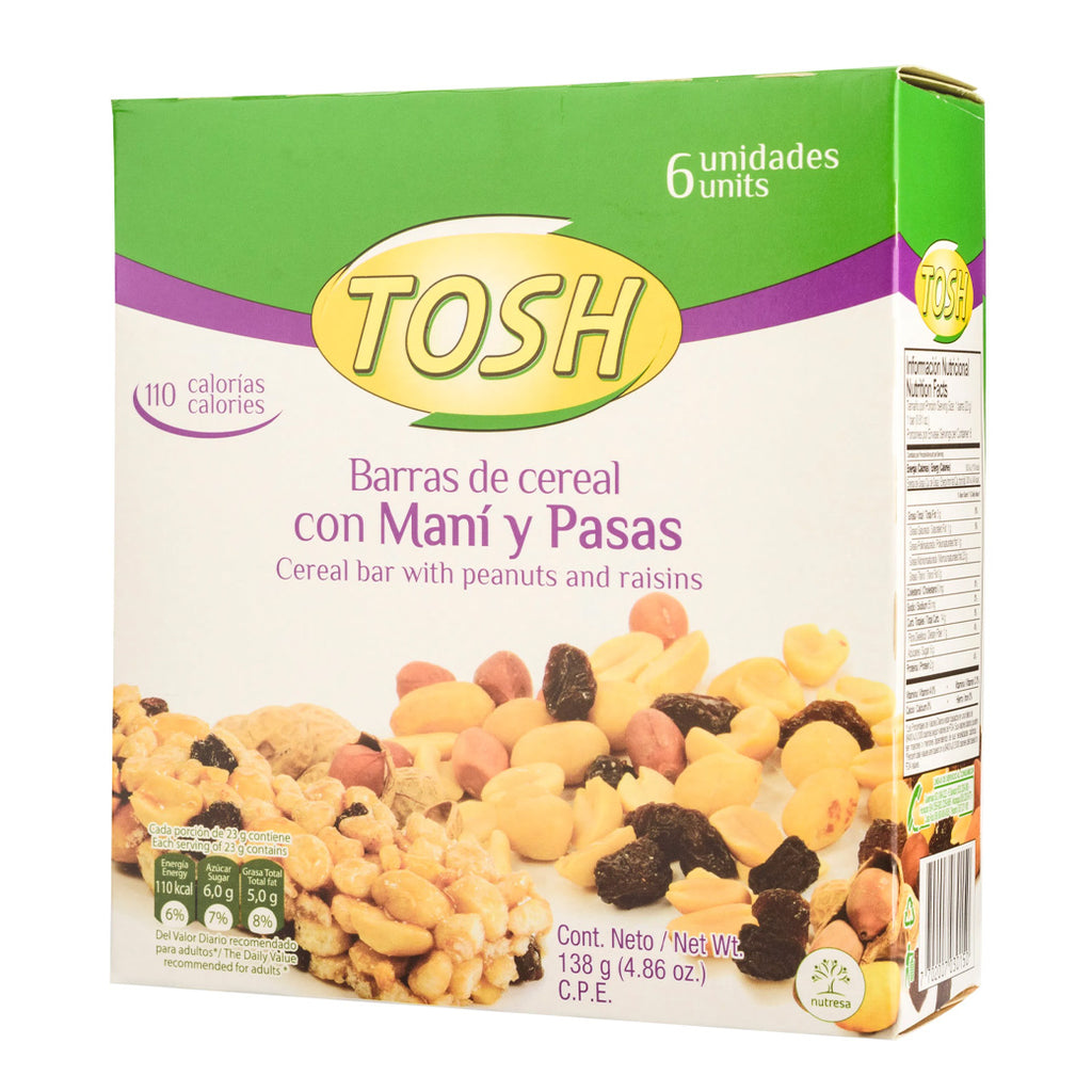 TOSH BarraCerealMani&Pasas138g