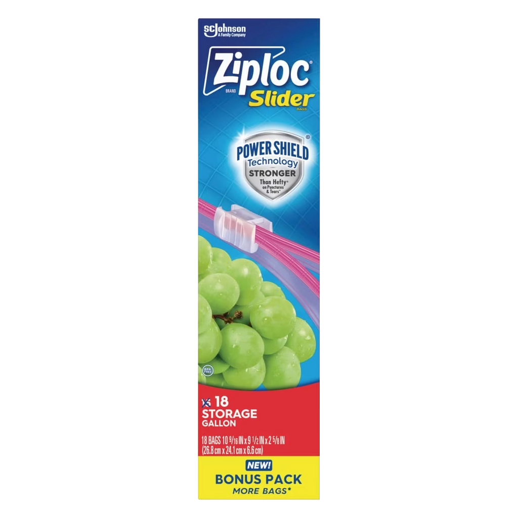 ZIPLOC BagSliderGalon 18 ct