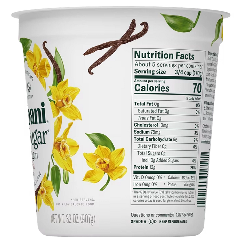 CHOBANI Zero Sugar Vanilla 32oz