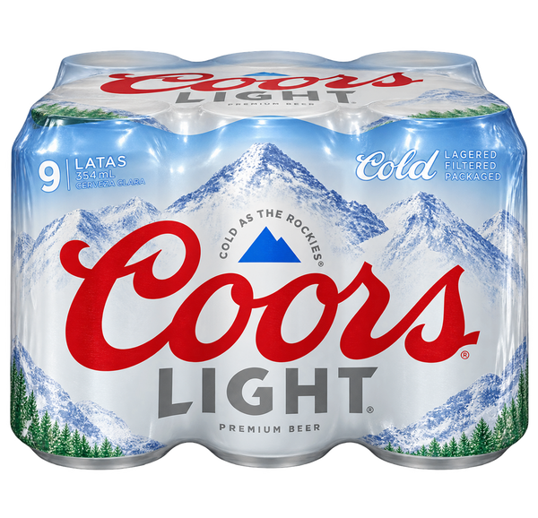 Coors Ligth CervezaLata 9Pack