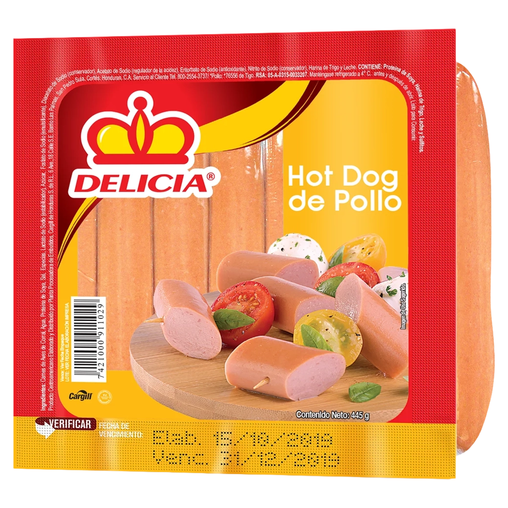 DELICIA Hot Dog De Pollo 445g