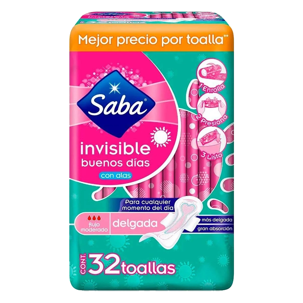 SABA Toalla InvisDelg C/Alas 32UN