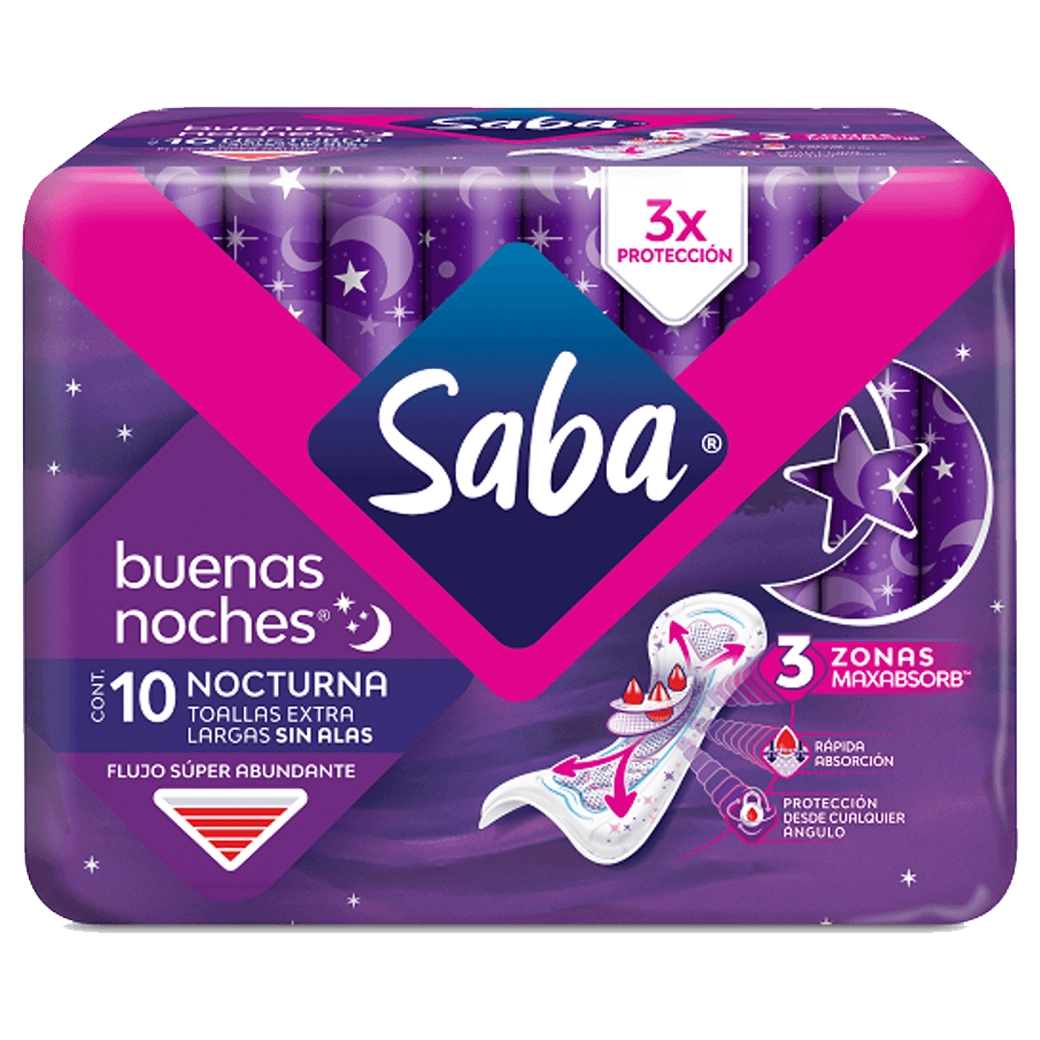 SABA Toalla S/Alas Buenas Noches 10unid