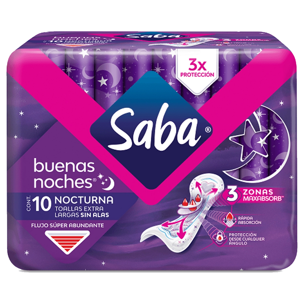 SABA Toalla S/Alas Buenas Noches 10unid