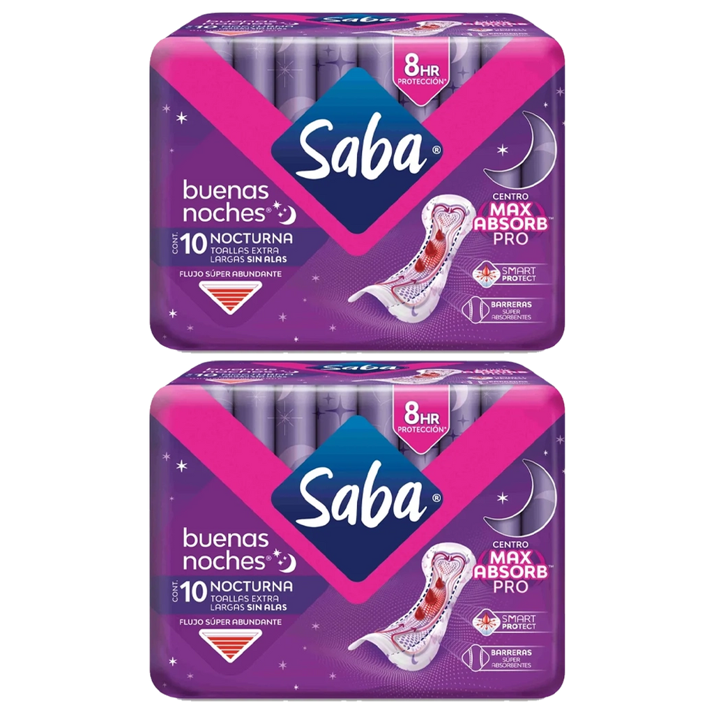 Saba Toalla Nocturna 2Pk S/alas 10U