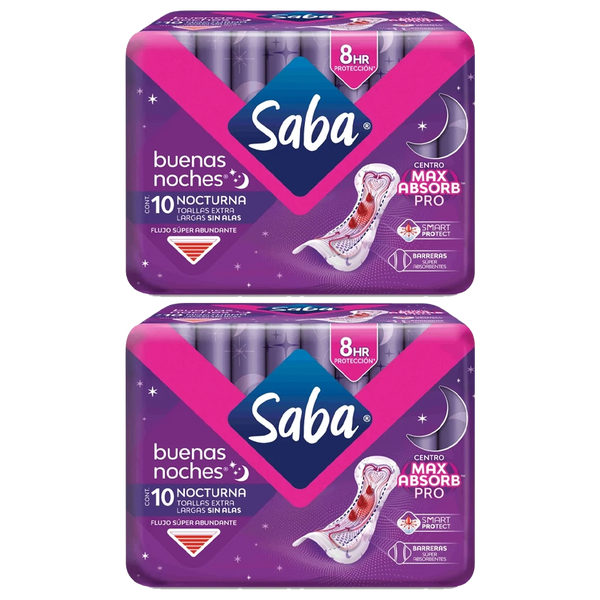 Saba Toalla Nocturna 2Pk S/alas 10U
