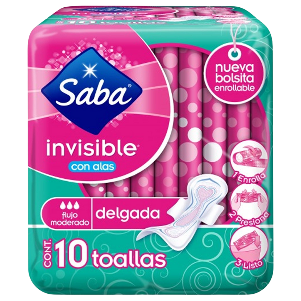 SABA Toalla Invisible C/Alas 10u