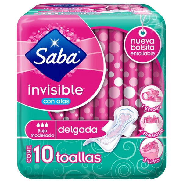 SABA Toalla Invisible C/Alas 10u