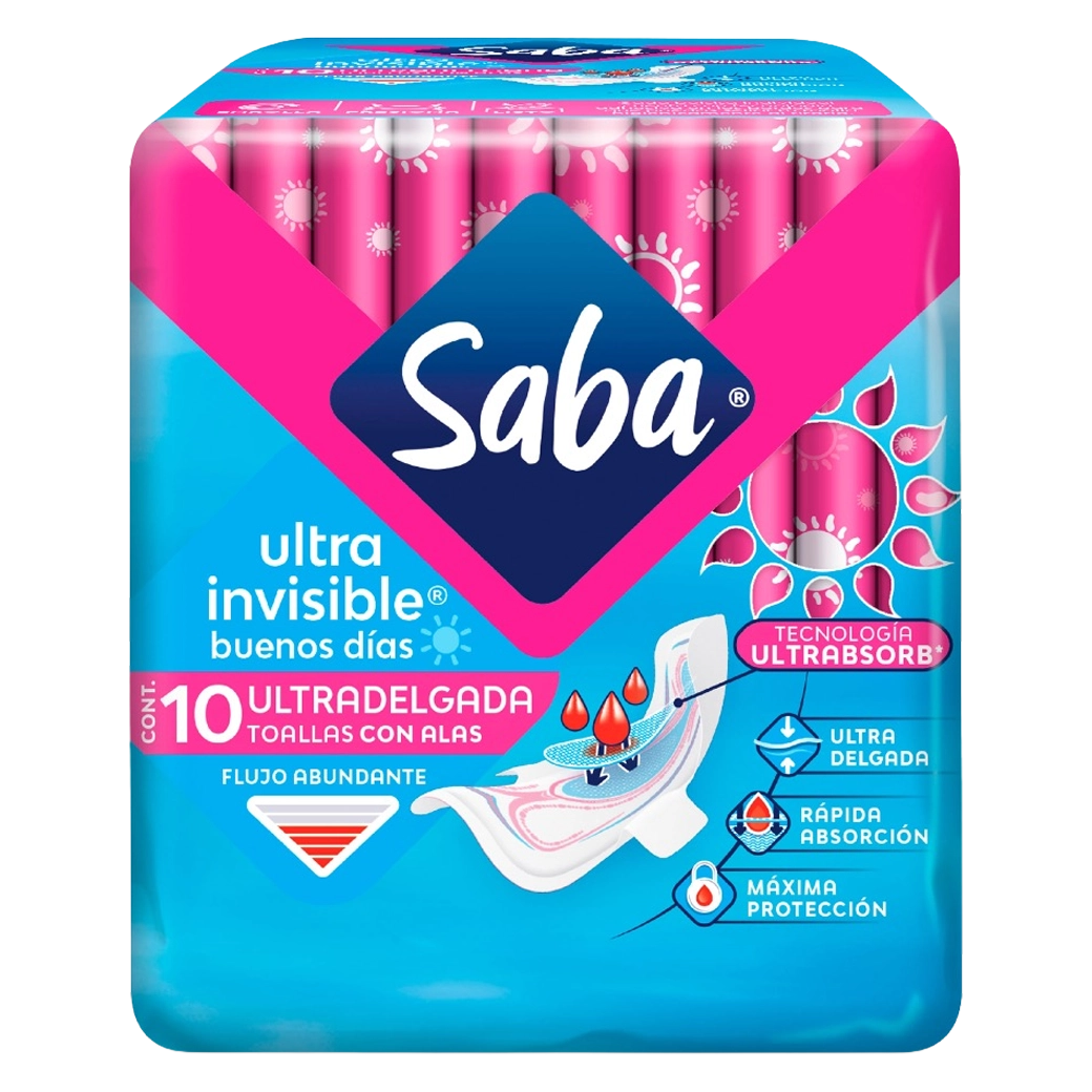 SABA Toalla UltraInv C/Alas 10UN